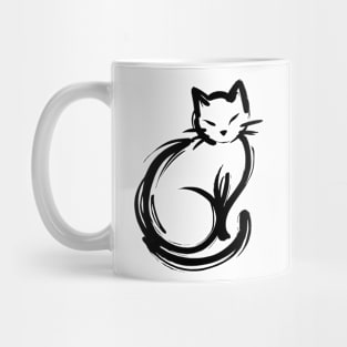 Stick figure cat in black ink Mug